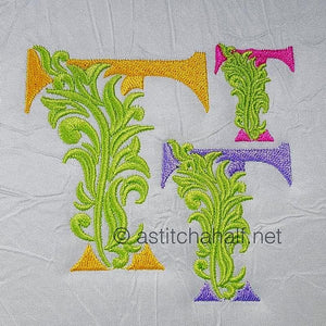 Fabulous Foliage Monogram T - a-stitch-a-half