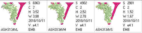 Fabulous Foliage Monogram V - a-stitch-a-half