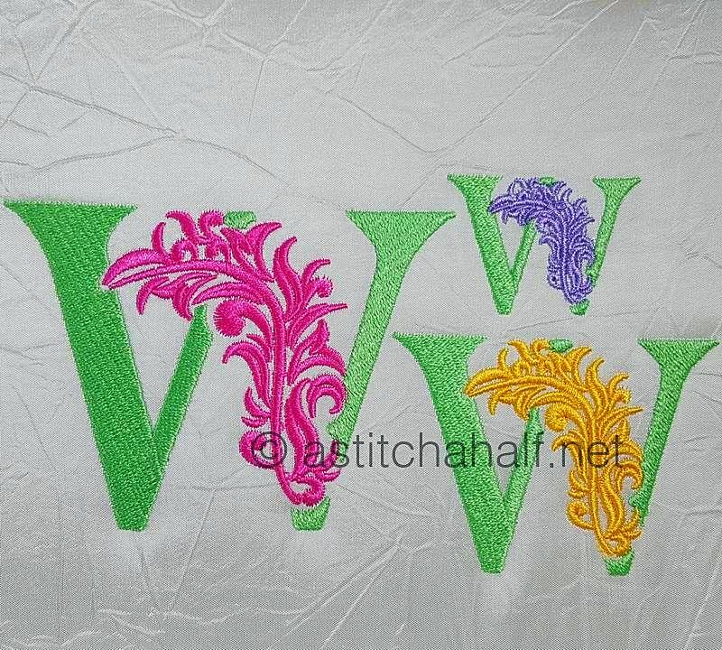 Fabulous Foliage Monogram W - a-stitch-a-half