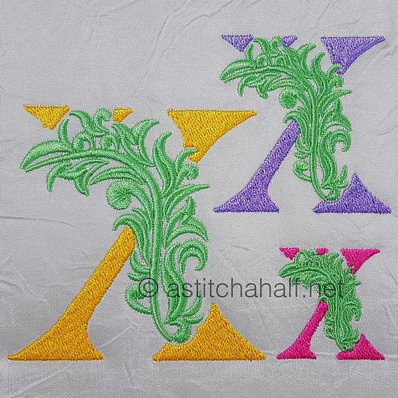 Fabulous Foliage Monogram X - a-stitch-a-half