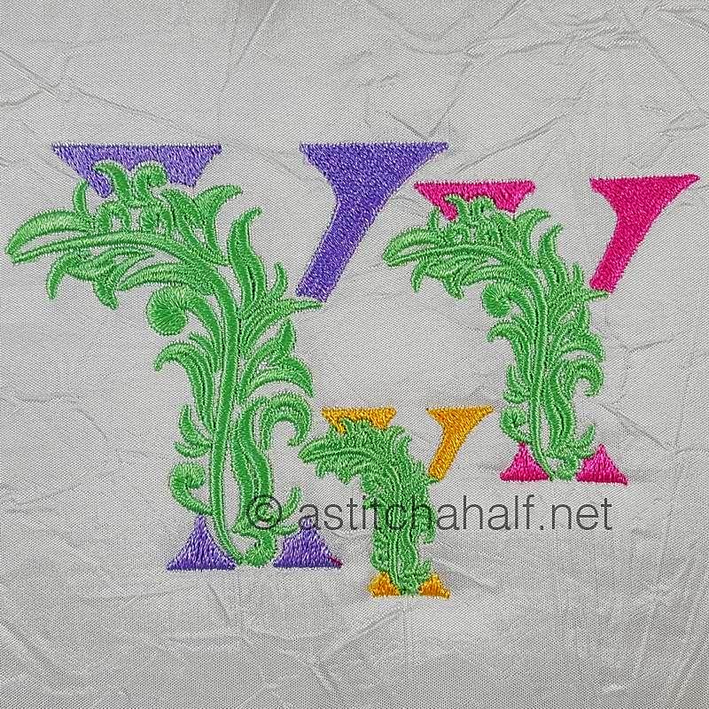 Fabulous Foliage Monogram Y - a-stitch-a-half