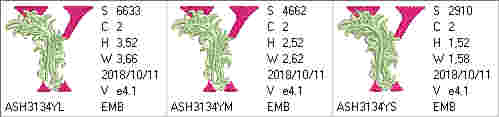Fabulous Foliage Monogram Y - a-stitch-a-half