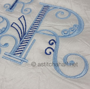 Stunning Swirls Monogram R - a-stitch-a-half