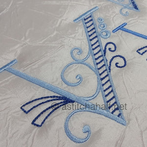 Stunning Swirls Monogram V - a-stitch-a-half