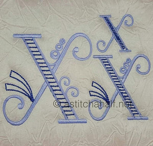 Stunning Swirls Monogram X - a-stitch-a-half