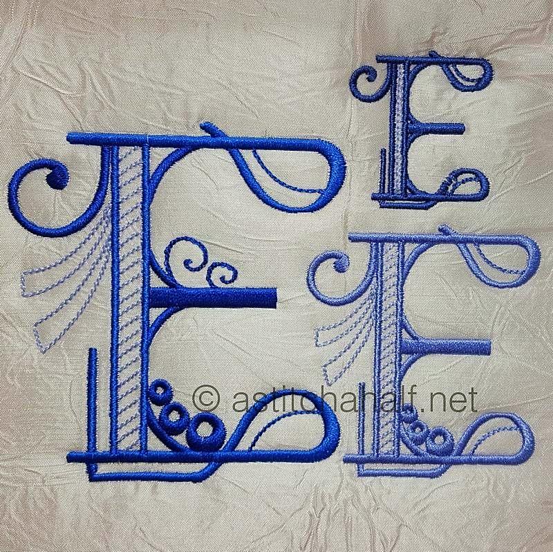 Stunning Swirls Monogram E - a-stitch-a-half
