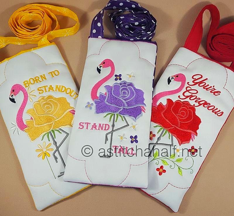 Flowery Flamingo Cross Body Bags - a-stitch-a-half