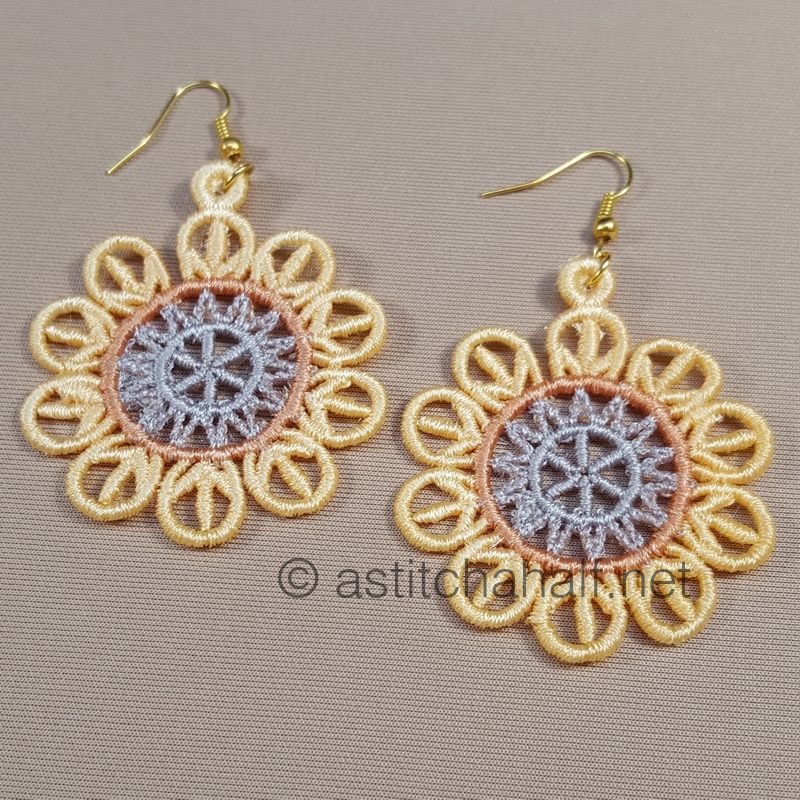 Amandine Freestanding Lace Earrings and Motif - aStitch aHalf