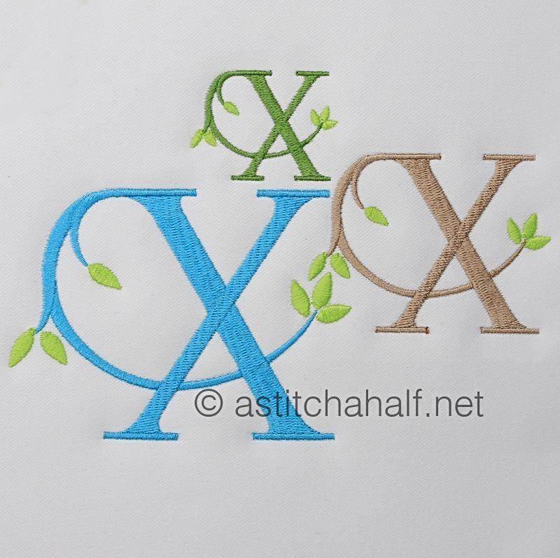 Green Earth Monogram X - a-stitch-a-half