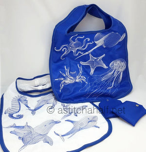 Deep Blue Sea Creatures with Fold and Go Reusable Shopping Bag