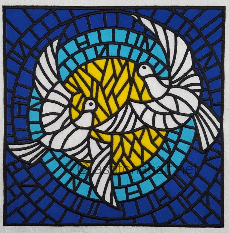 Pair of Doves on Brilliant Stained Glass Cross Body Bags - a-stitch-a-half