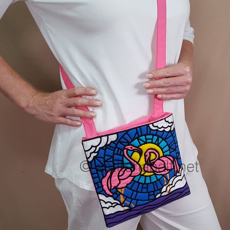 Stained Glass Flamingos Cross Body Bags - a-stitch-a-half