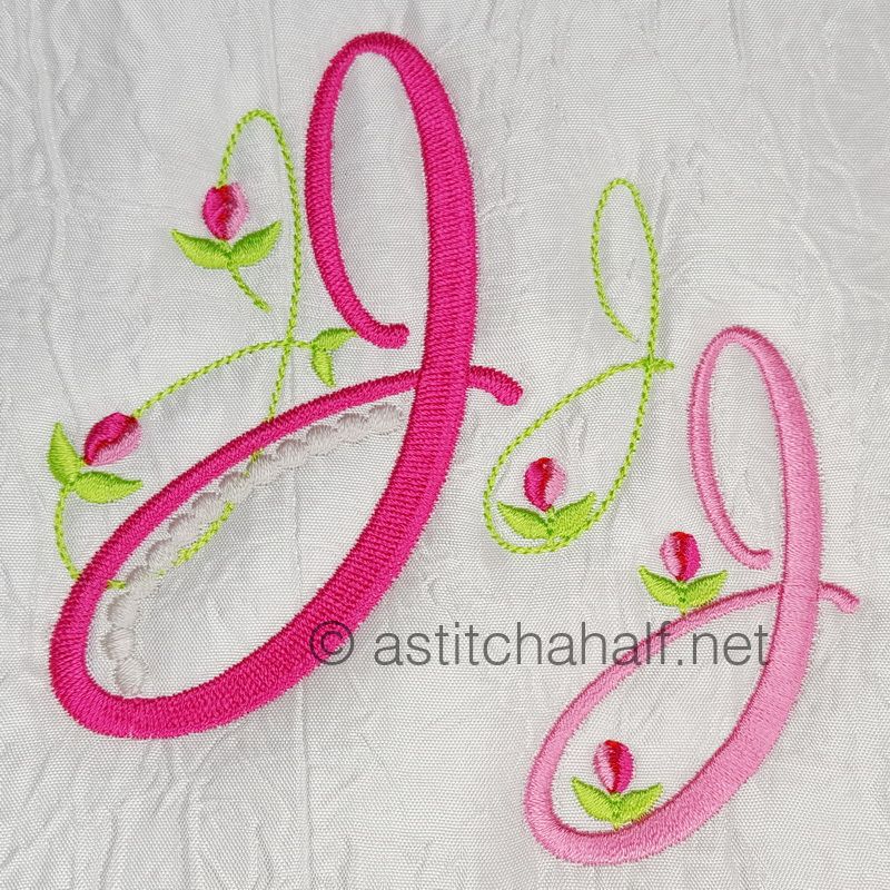 Mini Tulip and Pearls Monogram Letters J - a-stitch-a-half