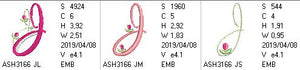 Mini Tulip and Pearls Monogram Letters J - a-stitch-a-half