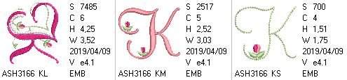 Mini Tulip and Pearls Monogram Letters K - a-stitch-a-half