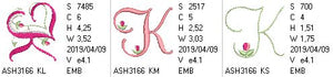Mini Tulip and Pearls Monogram Letters K - a-stitch-a-half