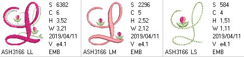 Mini Tulip and Pearls Monogram Letters L - a-stitch-a-half