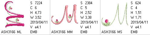 Mini Tulip and Pearls Monogram Letters M - a-stitch-a-half