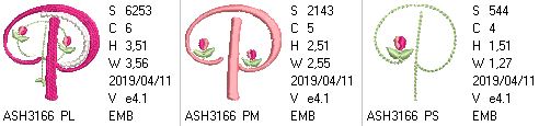 Mini Tulip and Pearls Monogram Letters P - a-stitch-a-half