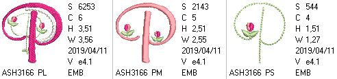 Mini Tulip and Pearls Monogram Letters P - a-stitch-a-half
