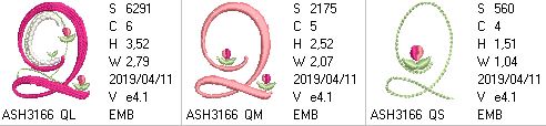 Mini Tulip and Pearls Monogram Letters Q - a-stitch-a-half