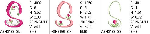Mini Tulip and Pearls Monogram Letters S - a-stitch-a-half