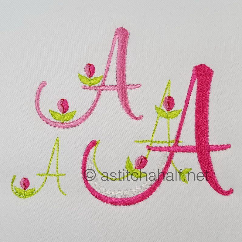 Mini Tulip and Pearls Monogram Letters A - a-stitch-a-half