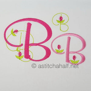 Mini Tulip and Pearls Monogram Letters B - a-stitch-a-half