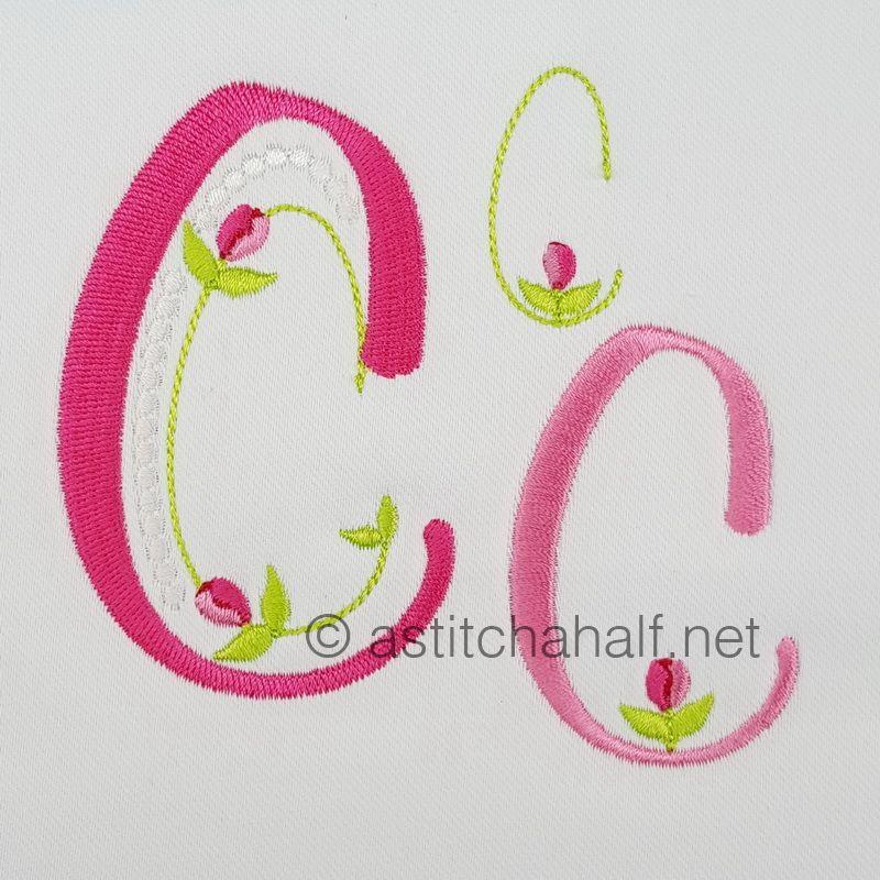Mini Tulip and Pearls Monogram Letters C - a-stitch-a-half