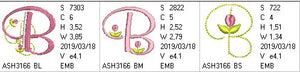 Mini Tulip and Pearls Monogram Letters B - a-stitch-a-half