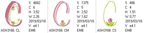 Mini Tulip and Pearls Monogram Letters C - a-stitch-a-half