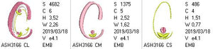 Mini Tulip and Pearls Monogram Letters C - a-stitch-a-half