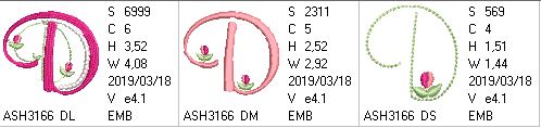 Mini Tulip and Pearls Monogram Letters D - a-stitch-a-half
