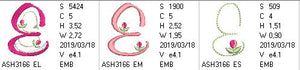 Mini Tulip and Pearls Monogram Letters E - a-stitch-a-half