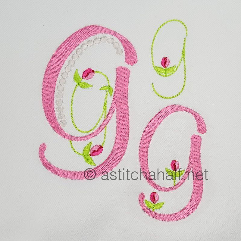 Mini Tulip and Pearls Monogram Letters G - a-stitch-a-half