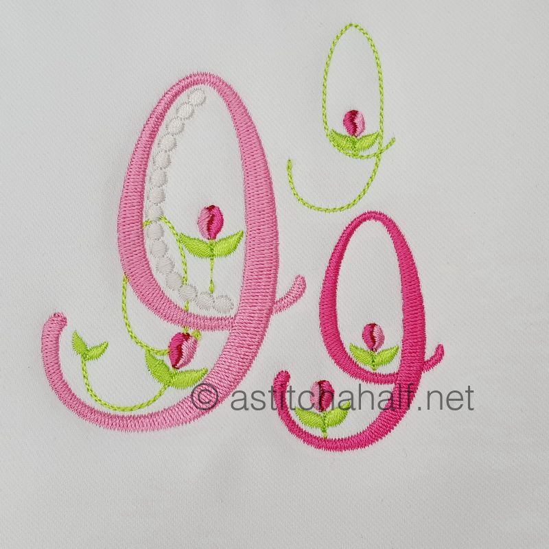 Mini Tulip and Pearls Monogram Letters I - a-stitch-a-half