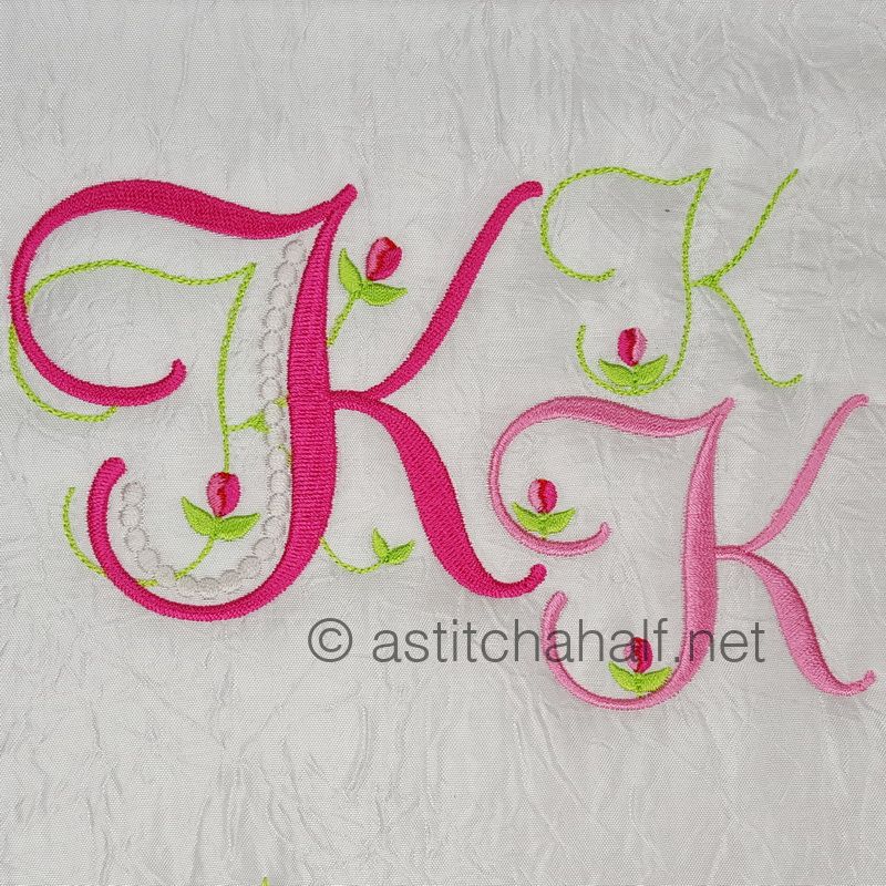 Mini Tulip and Pearls Monogram Letters K - a-stitch-a-half