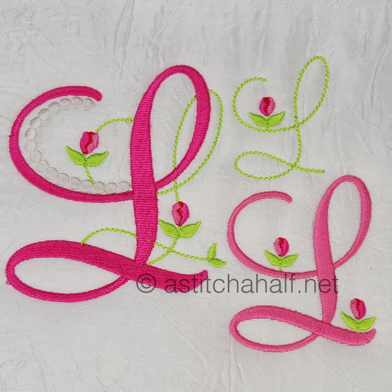 Mini Tulip and Pearls Monogram Letters L - a-stitch-a-half