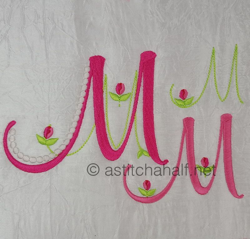 Mini Tulip and Pearls Monogram Letters M - a-stitch-a-half