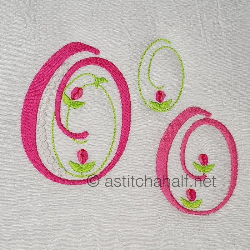 Mini Tulip and Pearls Monogram Letters O - a-stitch-a-half
