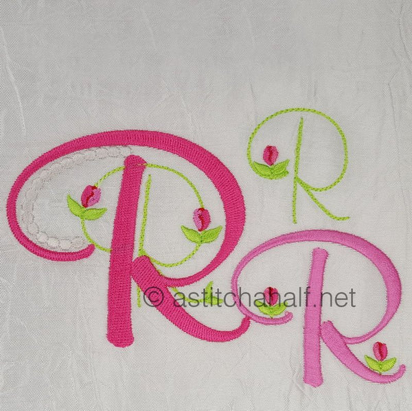 Letter R Tuft Design Mini Tulip and Pearls Monogram Letters R - aStitch aHalf