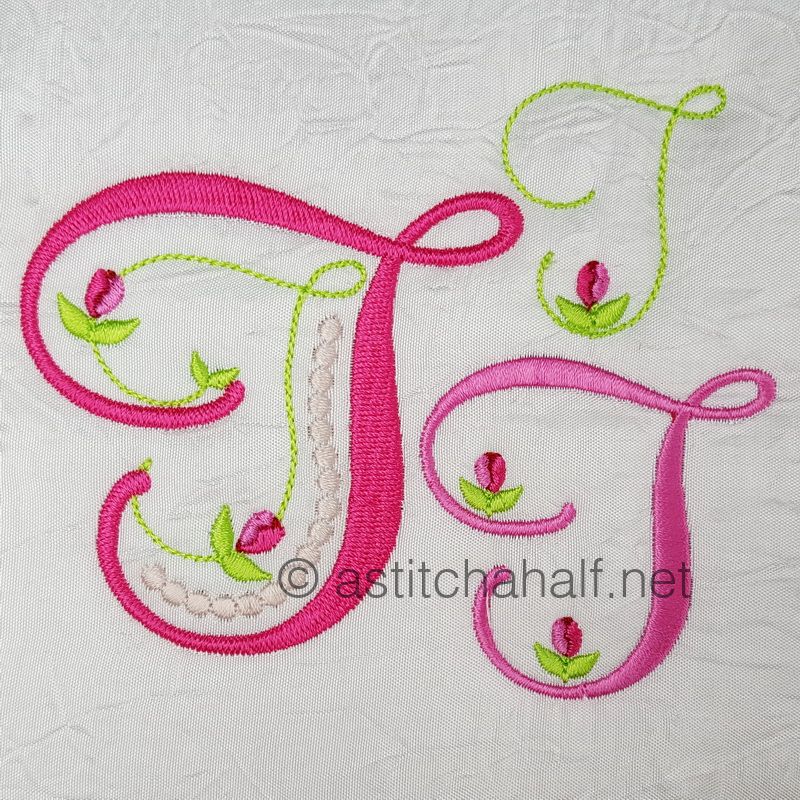 Mini Tulip and Pearls Monogram Letters T - a-stitch-a-half