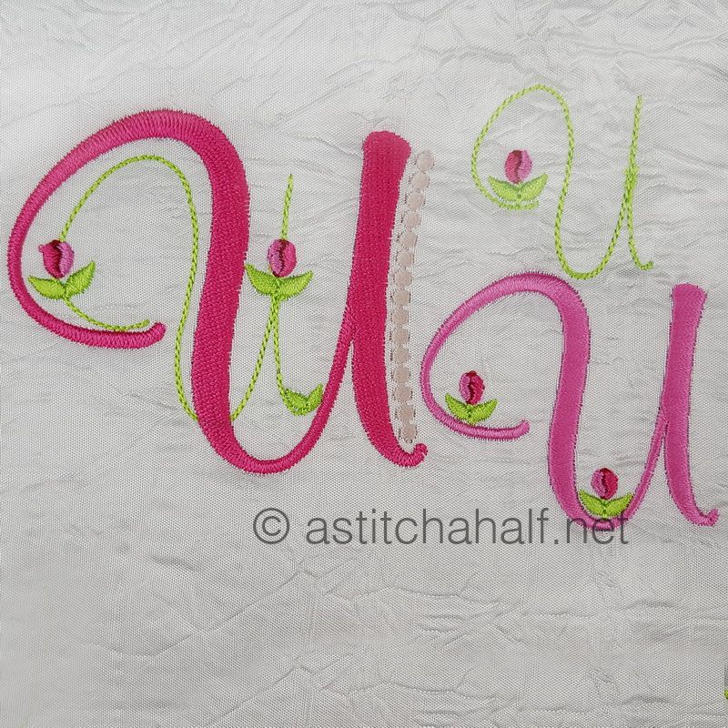Mini Tulip and Pearls Monogram Letters U - a-stitch-a-half