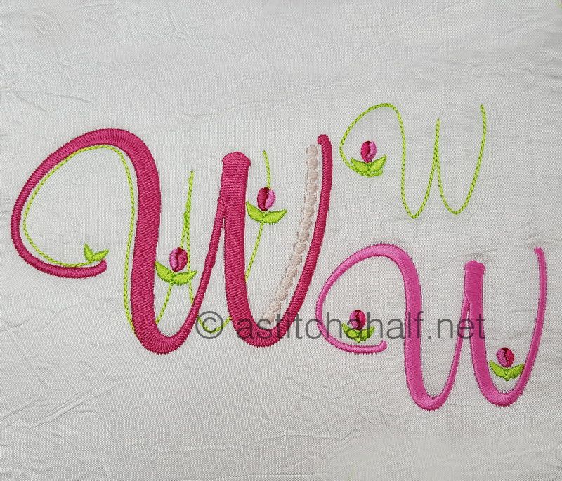 Mini Tulip and Pearls Monogram Letters W - a-stitch-a-half