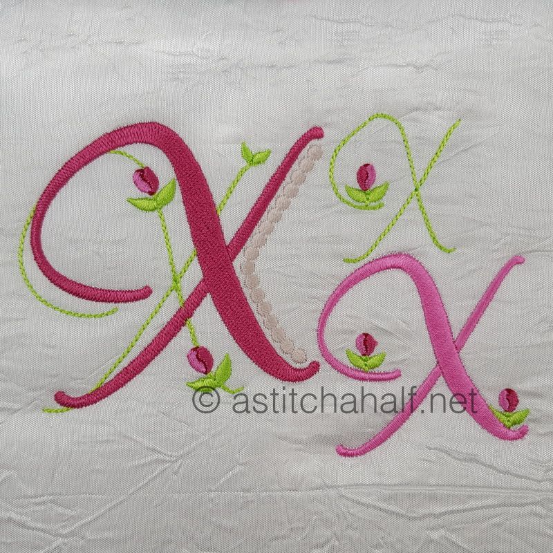 Mini Tulip and Pearls Monogram Letters X - a-stitch-a-half