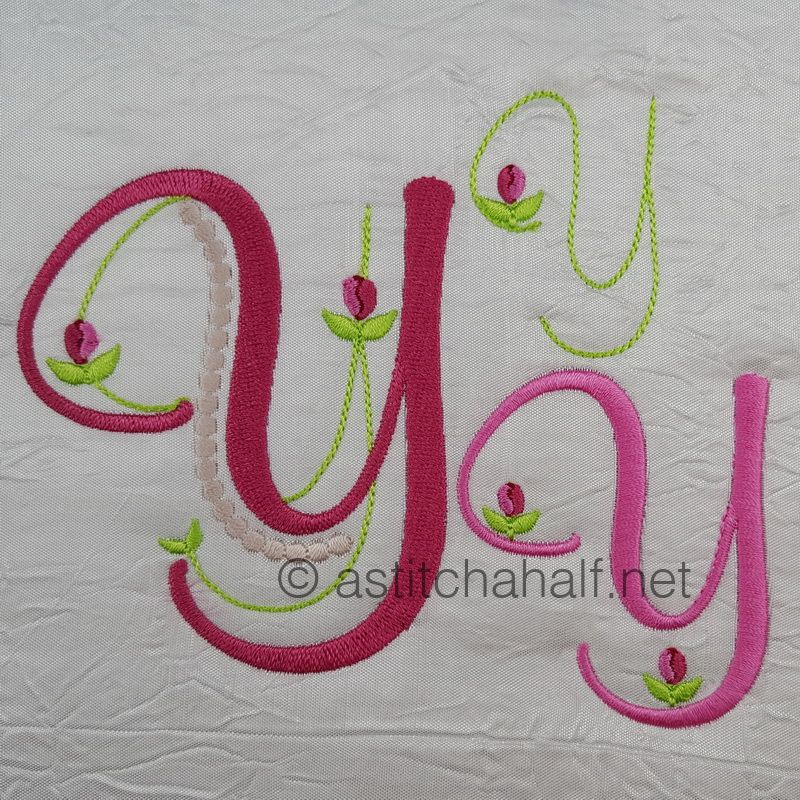 Mini Tulip and Pearls Monogram Letters Y - a-stitch-a-half