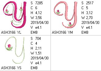 Mini Tulip and Pearls Monogram Letters Y - a-stitch-a-half