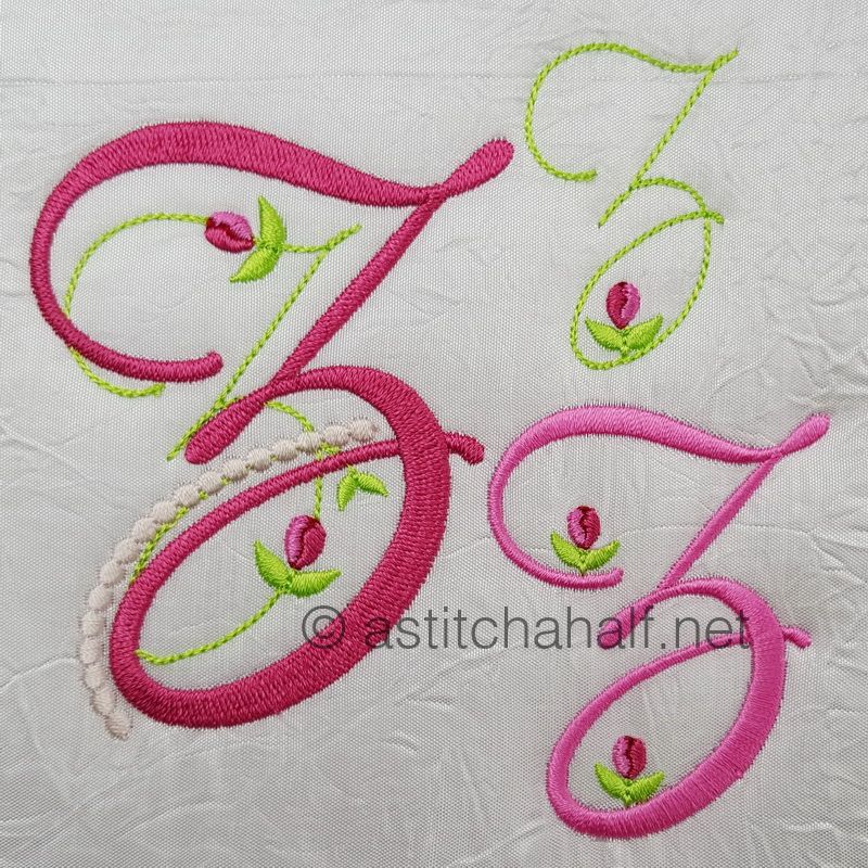 Mini Tulip and Pearls Monogram Letters Z - a-stitch-a-half