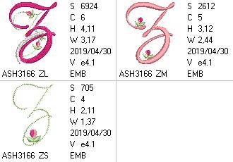 Mini Tulip and Pearls Monogram Letters Z - a-stitch-a-half