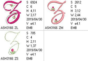 Mini Tulip and Pearls Monogram Letters Z - a-stitch-a-half